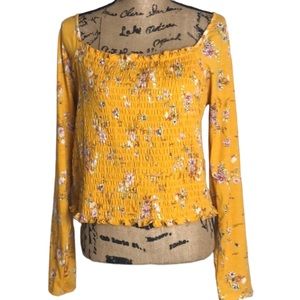 Love Fire  size XXL yellow print off Shoulder NWT